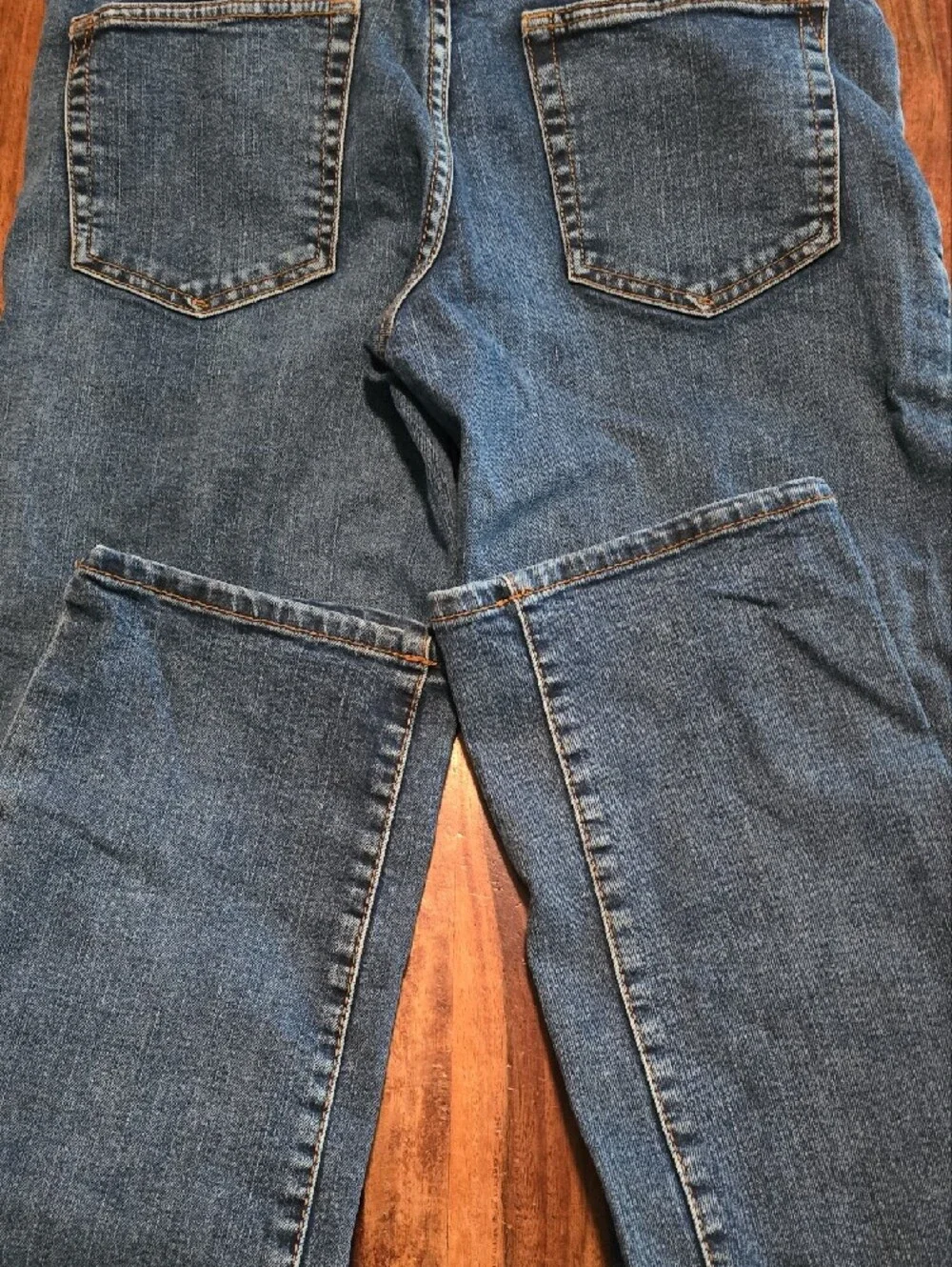 GAP Indigo Denim Stretch Straight Jeans with Orange Stitching
